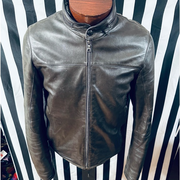 Prada Authentic Vintage 90s Rounded Collar Leather Jacket w/ Hidden Hood - Picture 8 of 13